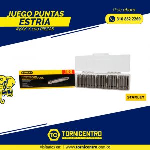 JUEGO PUNTAS ESTRIA #2X2″ X 100 PIEZAS