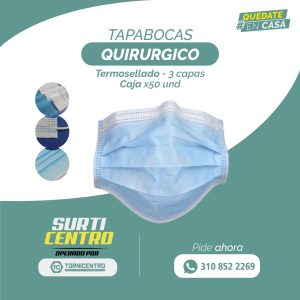 TAPABOCA QUIRÚRGICO Termosellado 3 Capas